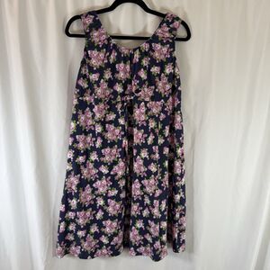 Baby Be Mine Gown Women s S/M Blue Pink Floral Sleeveless Button Back